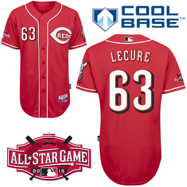 Cincinnati Reds #63 Lecure Authentic Personalized Alternate red Jersey w2015 All-Star Patch