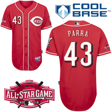Cincinnati Reds #43 Parra Authentic Personalized Alternate red Jersey w2015 All-Star Patch