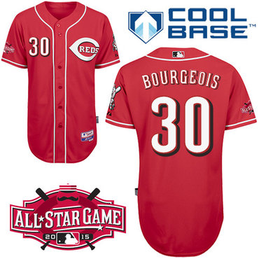 Cincinnati Reds #30 Bourgeois Authentic Personalized Alternate red Jersey w2015 All-Star Patch