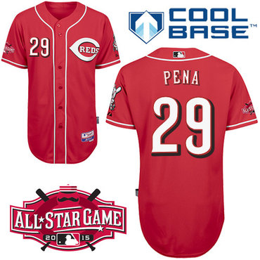 Cincinnati Reds #29 Pena Authentic Personalized Alternate red Jersey w2015 All-Star Patch