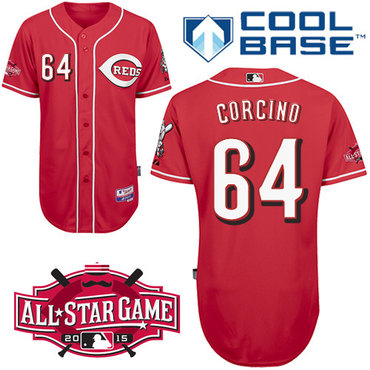 Cincinnati Reds #64 Corcino Authentic Personalized Alternate red Jersey w2015 All-Star Patch