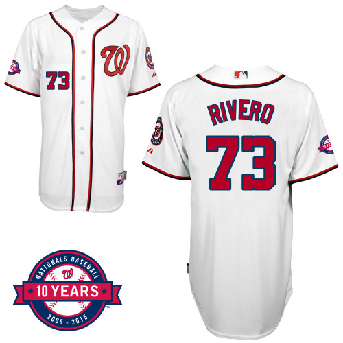 Washington Nationals#73 Rivero Authentic Personalized Home White Jersey 10th Anniversary Patch
