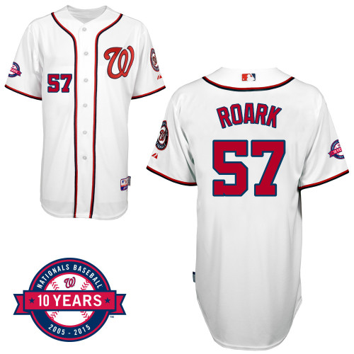 Washington Nationals#57 Roark Authentic Personalized Home White Jersey 10th Anniversary Patch Washington Nationals#57 Roark Authentic Personalized Home White Jersey 10th Anniversary Patch