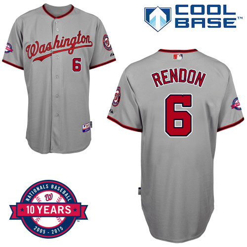 Washington Nationals #6 Rendon Authentic Personalized Road Gray Jersey 10th Anniversary Patch