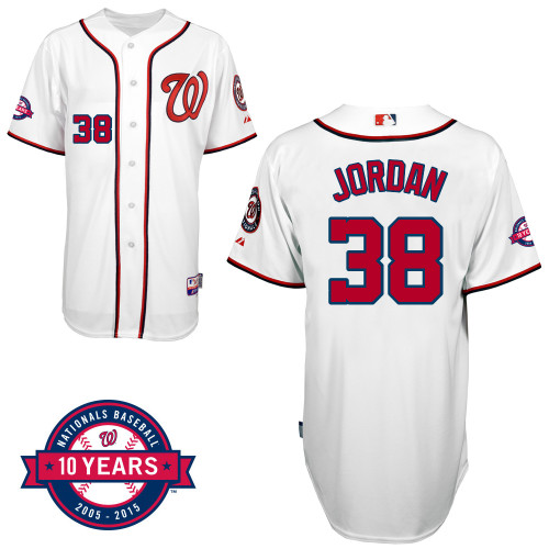 Washington Nationals#38 Jordan Authentic Personalized Home White Jersey 10th Anniversary Patch