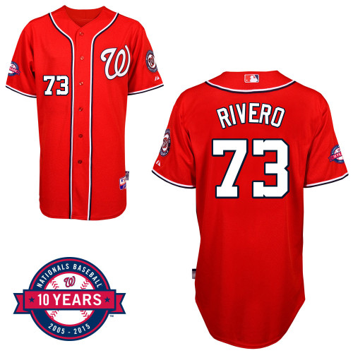 Washington Nationals#73 Rivero Authentic Personalized Alternate red Jersey 10th Anniversary Patch Washington Nationals#73 Rivero Authentic Personalized Alternate red Jersey 10th Anniversary Patch