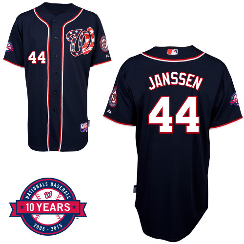 Washington Nationals#44 Janssen Authentic Personalized Alternate Blue Jersey 10th Anniversary Patch