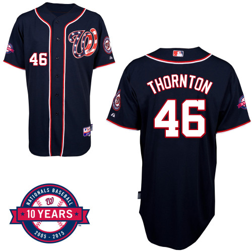 Washington Nationals#46 Thornton Authentic Personalized Alternate Blue Jersey 10th Anniversary Patch Washington Nationals#46 Thornton Authentic Personalized Alternate Blue Jersey 10th Anniversary Patch