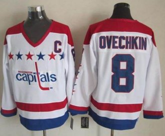 Washington Capitals #8 Alex Ovechkin White CCM Throwback Stitched NHL Jersey Washington Capitals #8 Alex Ovechkin White CCM Throwback Stitched NHL Jersey