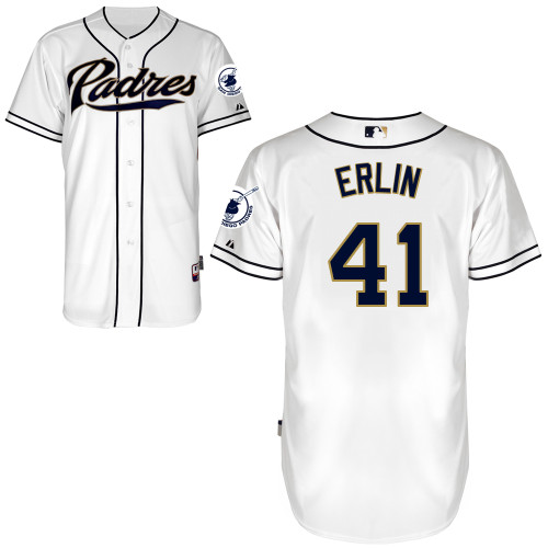 San Diego Padres #41Robbie Erlin Authentic Personalized Home White Jersey