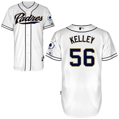San Diego Padres #56Shawn Kelley Authentic Personalized Home White Jersey