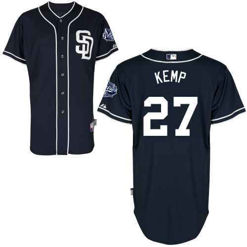 San Diego Padres #27Matt Kemp Authentic Personalized Alternate Blue Jersey