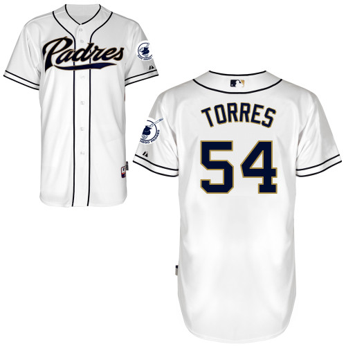 San Diego Padres #54 Alex Torres Authentic Personalized Home White Jersey