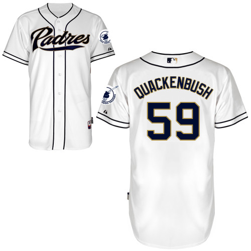 San Diego Padres #59Kevin Quackenbush Authentic Personalized Home White Jersey