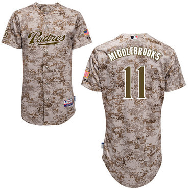 San Diego Padres #11Will Middlebrooks Authentic Personalized Alternate Camo Jersey