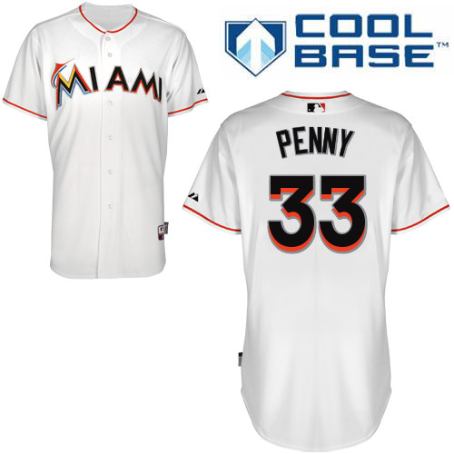Miami Marlins #33Brad penny Authentic Personalized Home White Jersey