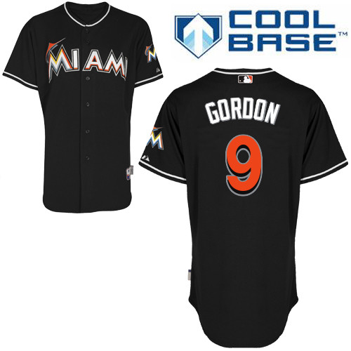 Miami Marlins #9Dee Gordon Authentic Alternate Black Jersey