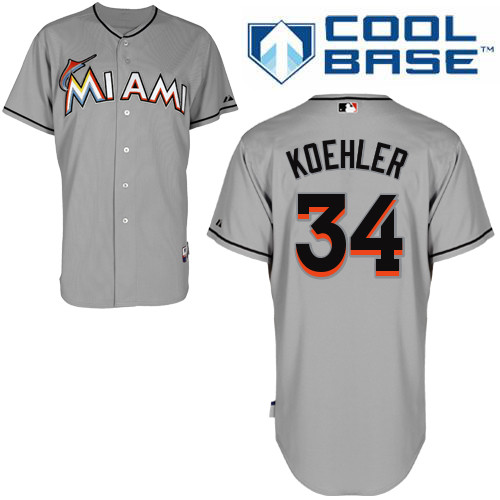 Miami Marlins #34Tom Koehler Authentic Personalized Road Gray Jersey