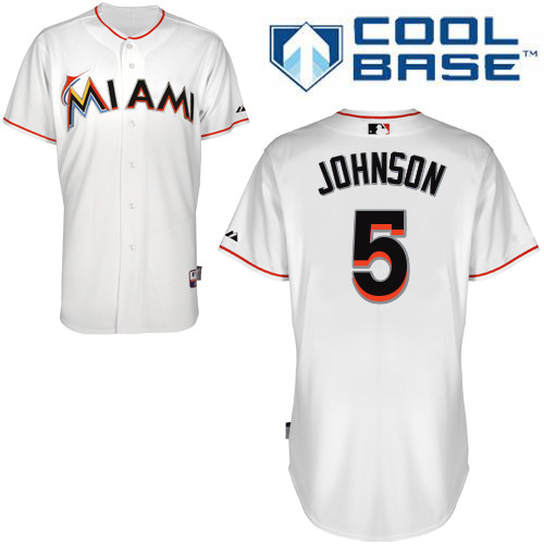Miami Marlins #5 Reed Johnson Authentic Personalized Home White Jersey