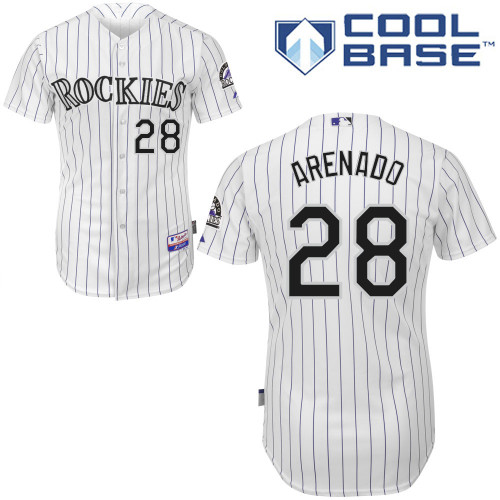 Colorado Rockies #28Nolan Arenado 2015 Personalized Home White Jersey