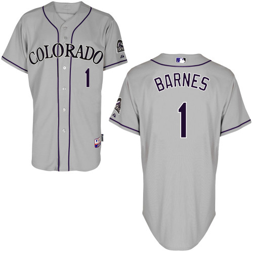 Colorado Rockies #1Brandon Barnes Authentic Personalized Road Gray Jersey