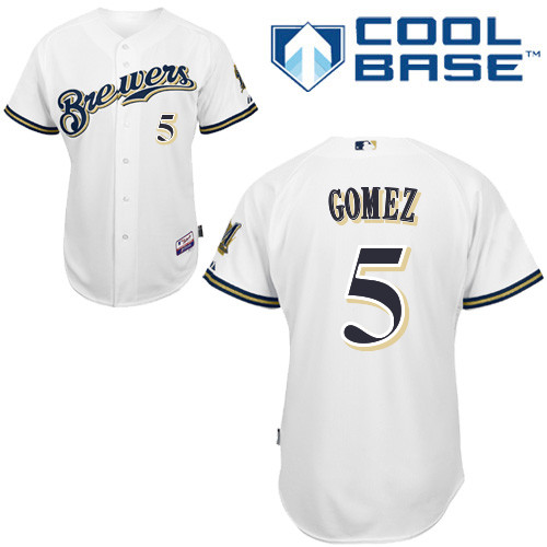 Milwaukee Brewers #5Hector  Gomez Authentic Personalized Home White Jersey