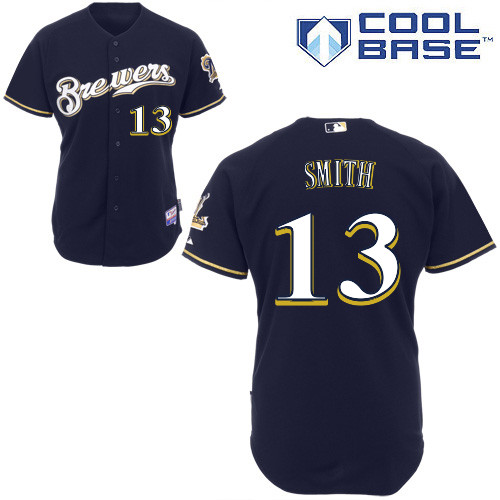Milwaukee Brewers #13Will Smith Authentic Personalized Alternate Blue Jersey
