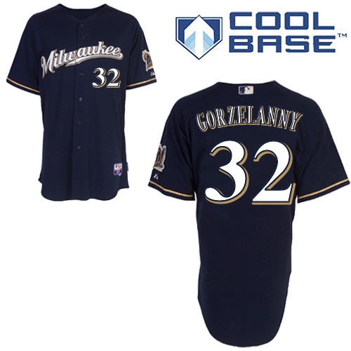 Milwaukee #32Tom Gorzelanny Brewers Authentic Personalized Alternate Road Blue Jersey