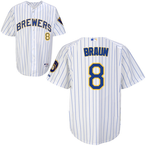Milwaukee Brewers #8Ryan Braun Authentic Personalized Alternate Home White Jersey