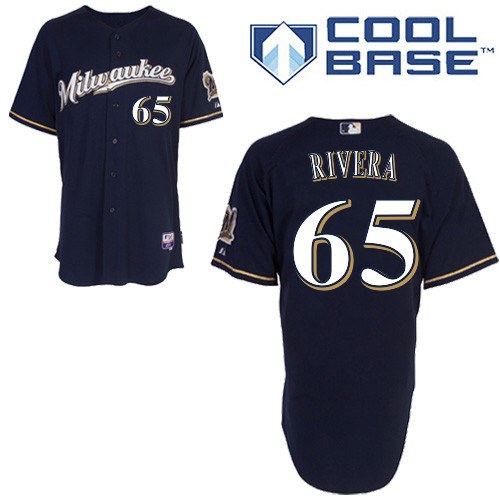 Milwaukee #65Yadiel  Rivera Brewers Authentic Personalized Alternate Road Blue Jersey
