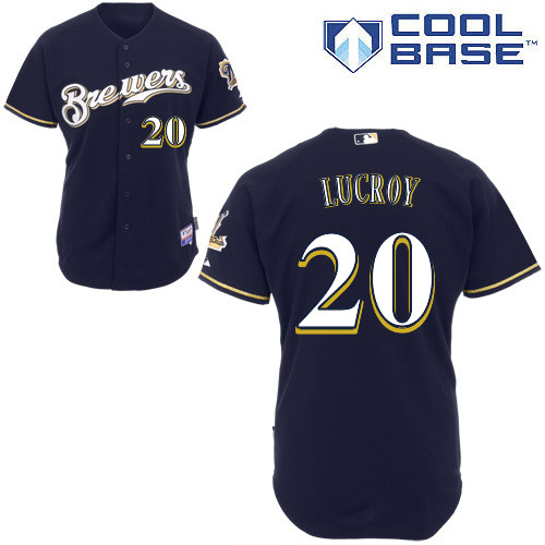 Milwaukee Brewers #20Jonathan Lucroy Authentic Personalized Alternate Blue Jersey