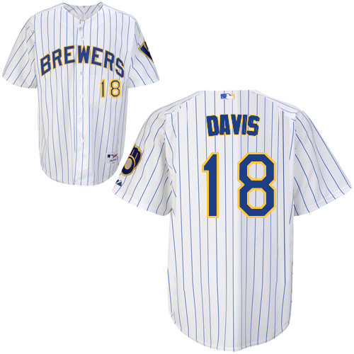 Milwaukee Brewers #18Khris Davis Authentic Personalized Alternate Home White Jersey