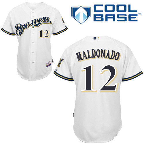 Milwaukee Brewers #12Martin Maldonado Authentic Personalized Home White Jersey