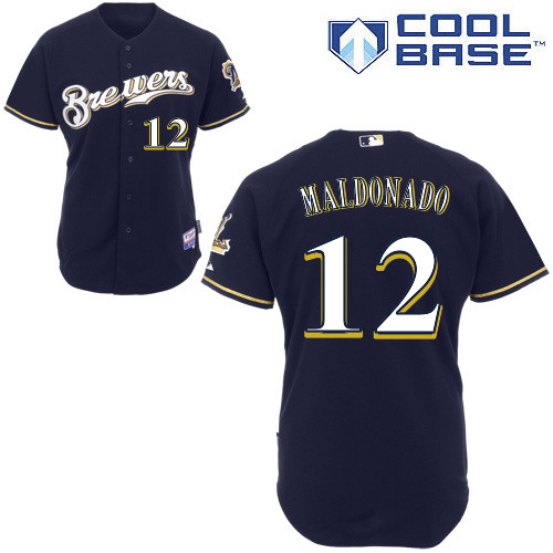 Milwaukee Brewers #12Martin Maldonado Authentic Personalized Alternate Blue Jersey