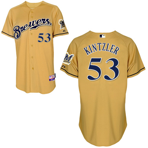 Milwaukee Brewers #53Brandon Kintzler Authentic Personalized Alternate yellow Jersey