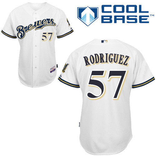 Milwaukee Brewers #57Francisco Rodriguez Authentic Personalized Home White Jersey