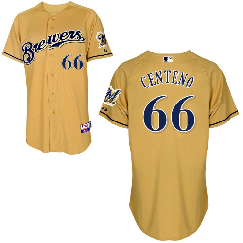 Milwaukee Brewers #66Juan Centeno Authentic Personalized Alternate yellow Jersey