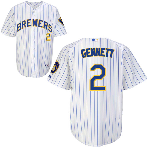 Milwaukee Brewers #2Scooter Gennett Authentic Personalized Alternate Home White Jersey