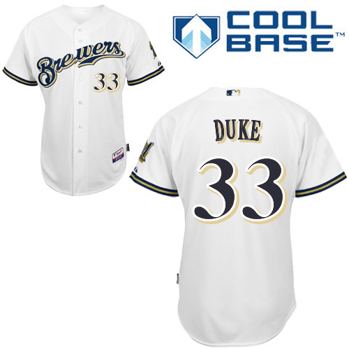 Milwaukee Brewers #33 Zach Duke Authentic Personalized Home White Jersey