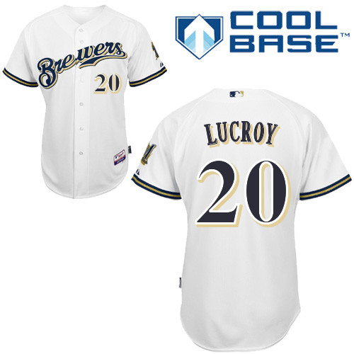 Milwaukee Brewers #20Jonathan Lucroy Authentic Personalized Home White Jersey