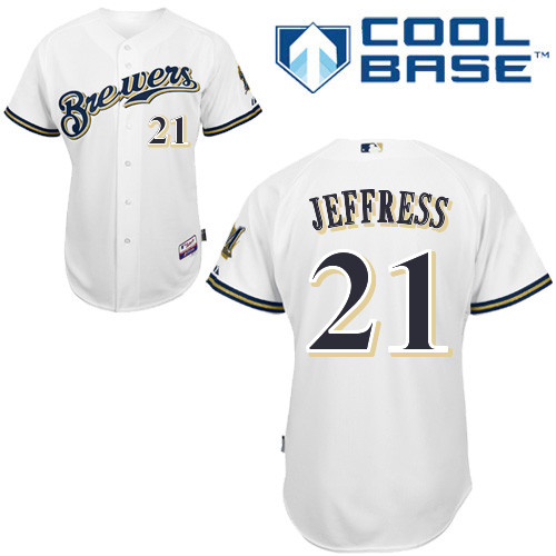 Milwaukee Brewers #21Jeremy Jeffress Authentic Personalized Home White Jersey