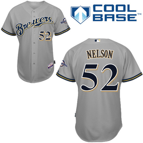 Milwaukee Brewers #52Jimmy Nelson Authentic Personalized Road Gray Jersey