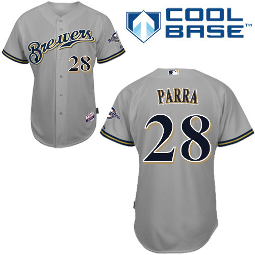Milwaukee Brewers #28Gerardo Parra Authentic Personalized Road Gray Jersey