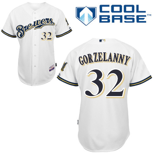 Milwaukee Brewers #32Tom Gorzelanny Authentic Personalized Home White Jersey