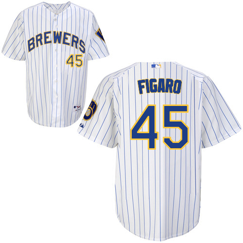 Milwaukee Brewers #45Alfredo Figaro Authentic Personalized Alternate Home White Jersey