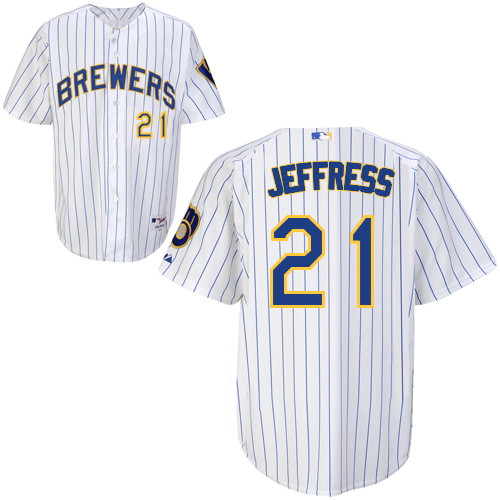 Milwaukee Brewers #21Jeremy Jeffress Authentic Personalized Alternate Home White Jersey