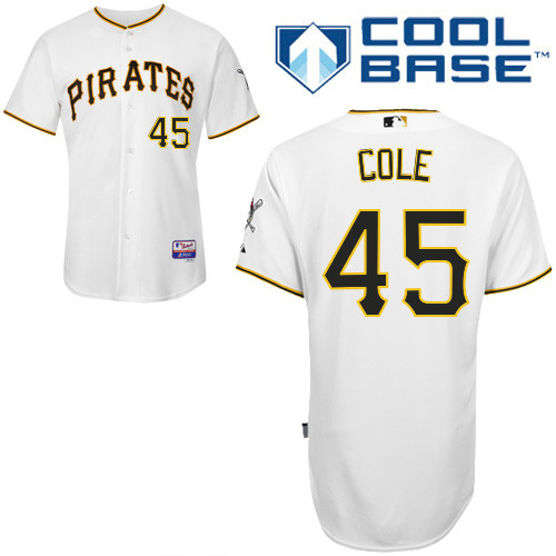Pittsburgh Pirates #45Gerrit Cole Authentic Andrew McCutchen Home White Jersey