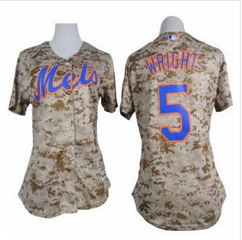 Women Mets #5 David Wright Camo Fashion Stitched Baseball Jersey