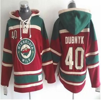 Minnesota Wild #40 Devan Dubnyk Red Sawyer Hooded Sweatshirt Stitched NHL Jersey