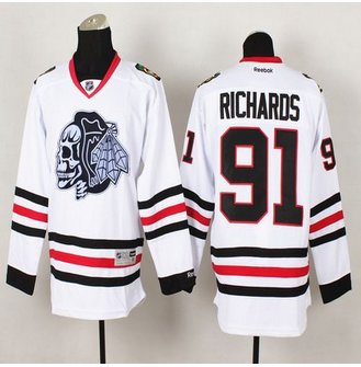 Chicago Blackhawks #91 Brad Richards White(White Skull) Stitched NHL Jersey